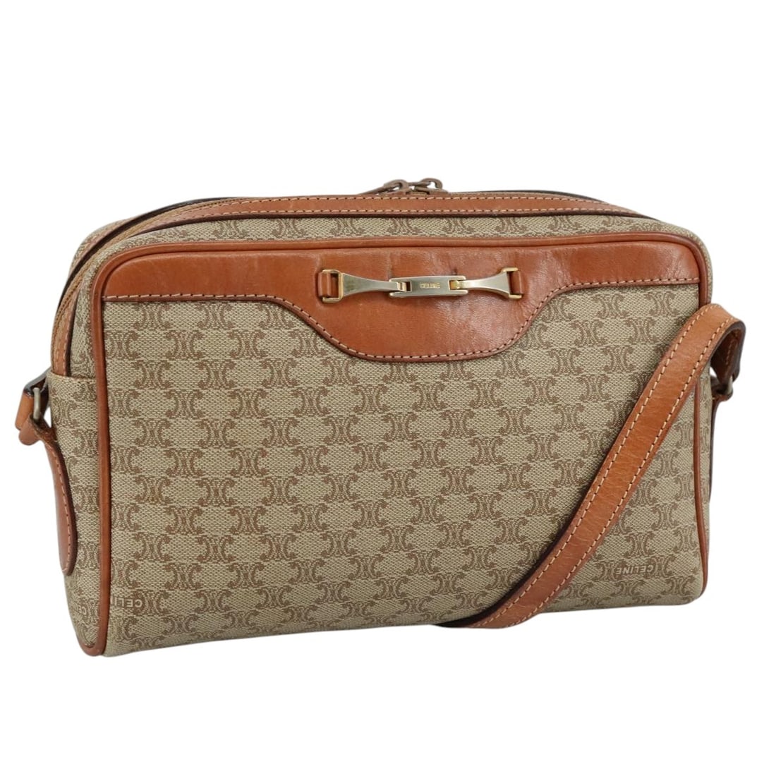 Celine Beige Macadam Pattern Shoulder Bag (1 of 1)