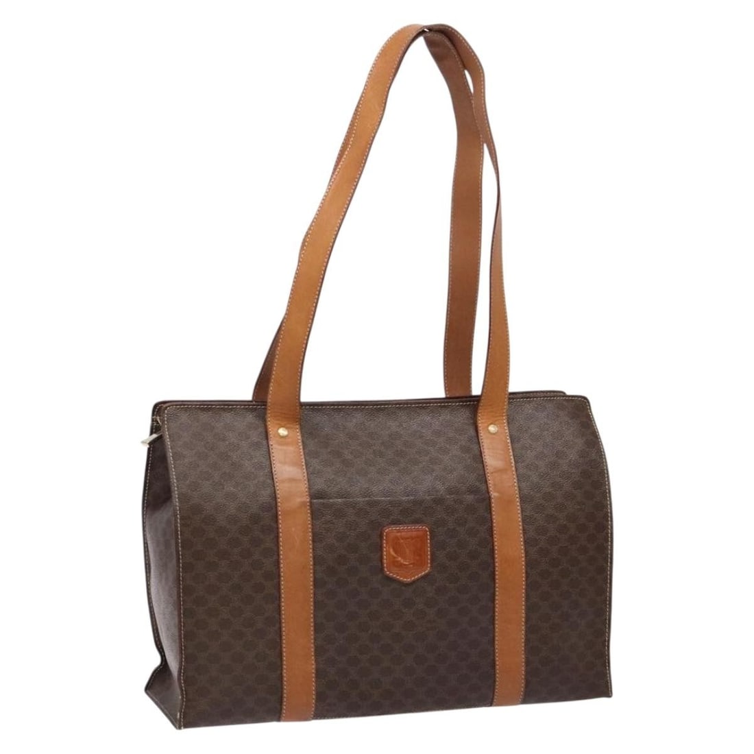 Brown Celine Macadam Pattern Women's Handbag: Brown Celine Macadam Pattern Women's Handbag This Celine Macadam handbag features a brown exterior with the iconic Macadam pattern. The bag is designed for female users and offers ample storage space.