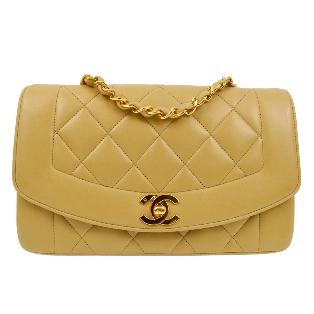 Chanel Beige Lambskin Small Diana Flap Shoulder Bag (1 of 8)