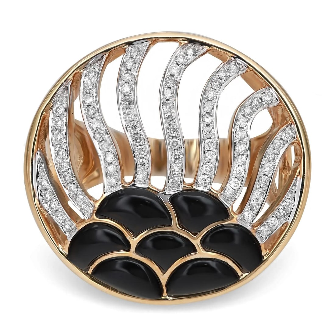 Rachel Koen 0.37Cttw Diamond Onyx Cocktail Ring 14K Yellow Gold (1 of 5)