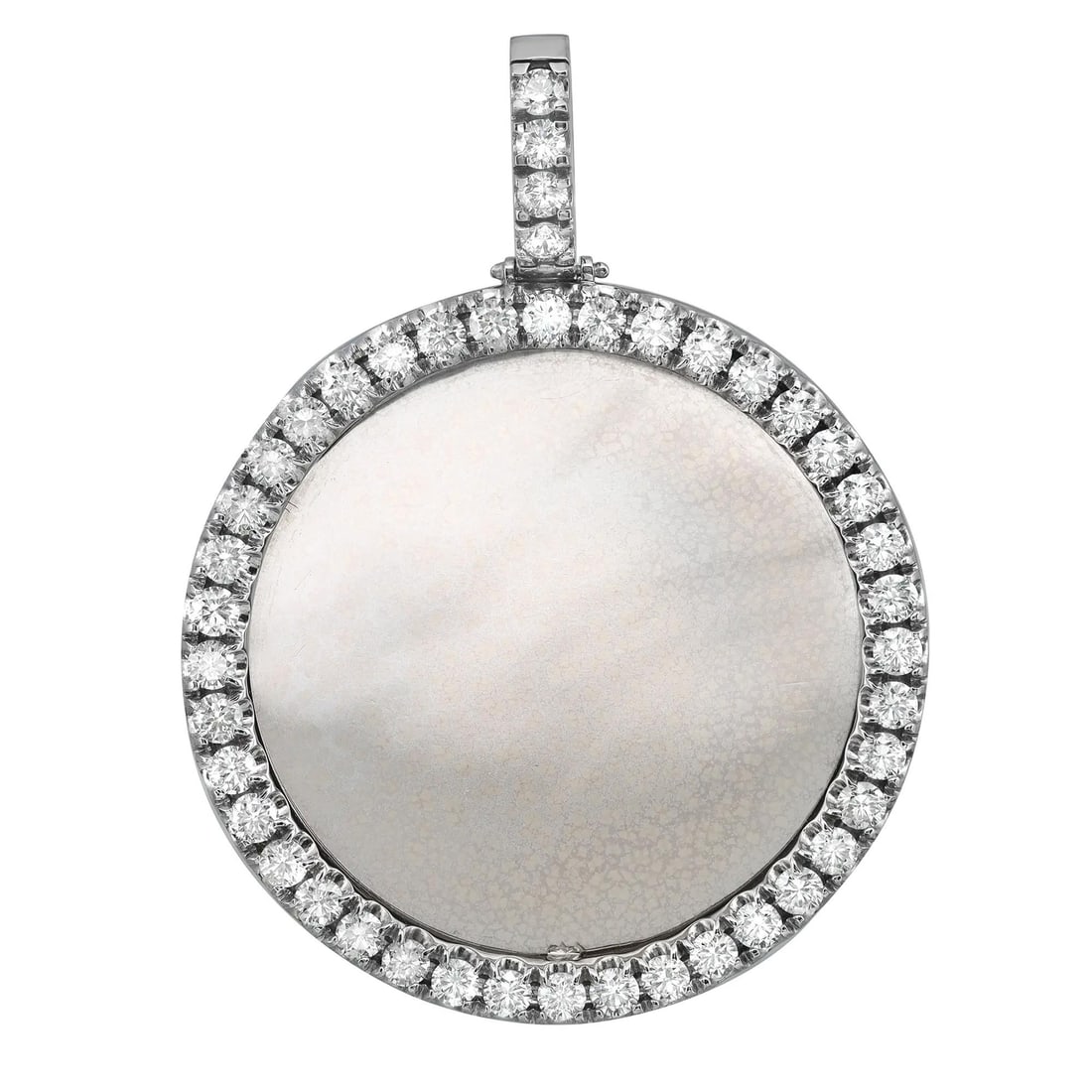 Rachel Koen 14K White Gold Round Diamond Photo Pendant 4.04ct (1 of 3)