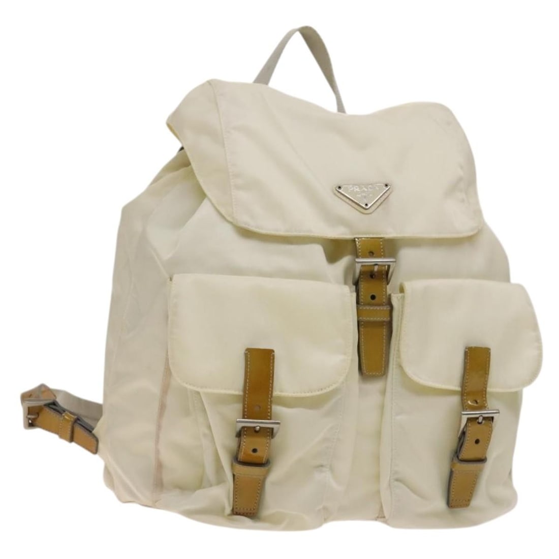 Prada White Backpack with Double Front Pockets for Women (1 of 1)