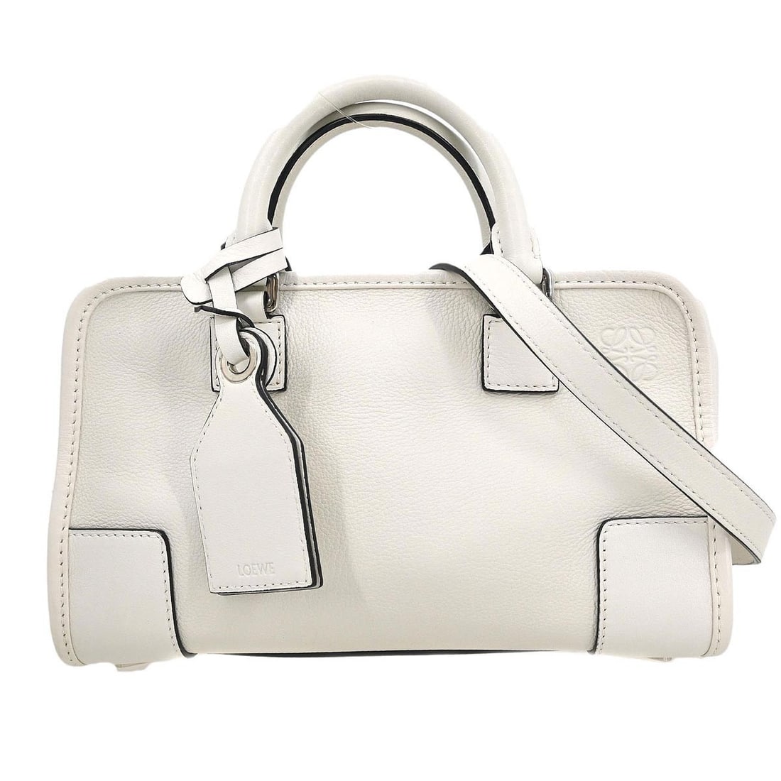 Loewe Amazona 23 White Leather Top Handle Handbag (1 of 10)