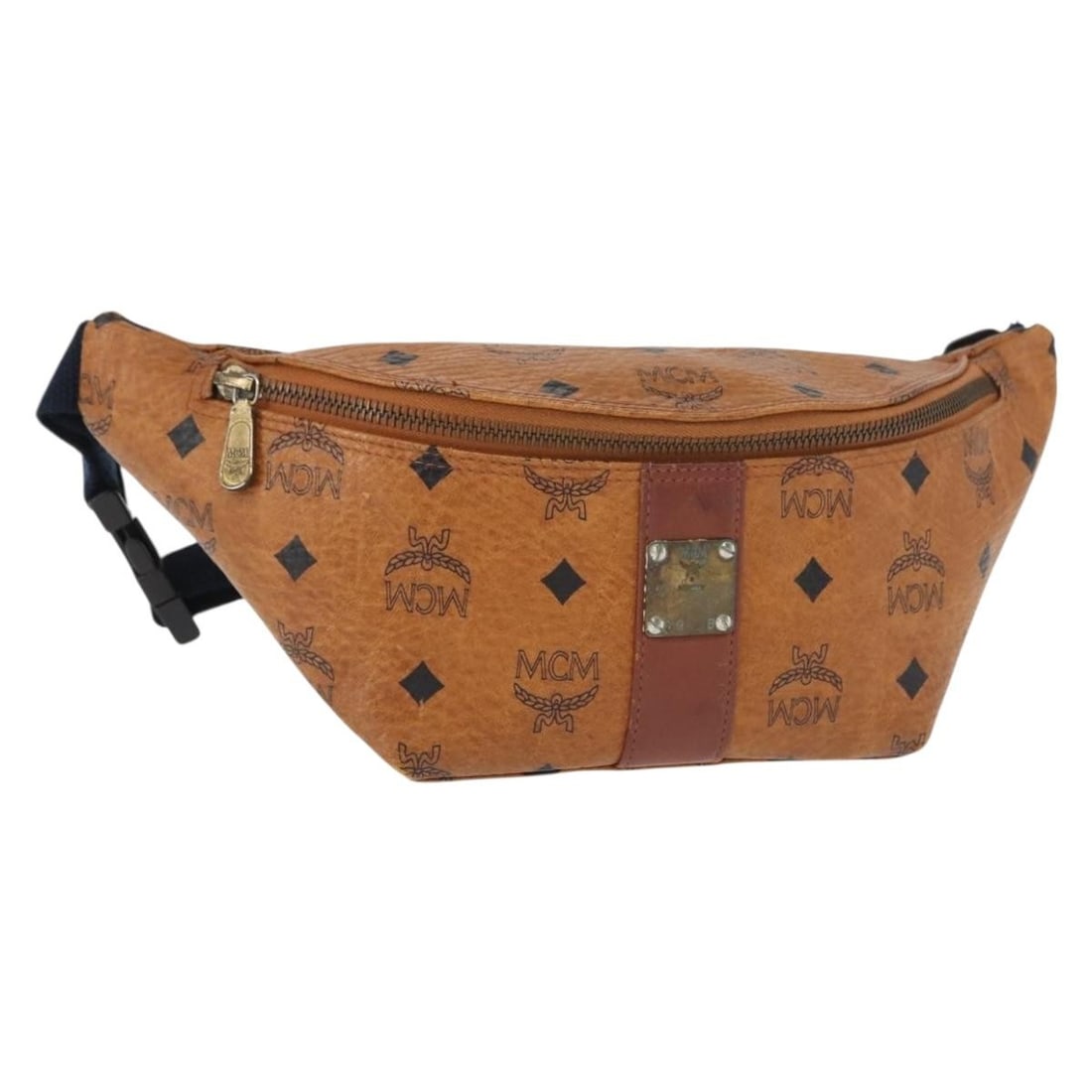 MCM Brown Visetos Pattern Women's Shoulder Bag: MCM Brown Visetos Pattern Women's Shoulder Bag This pre-owned MCM Visetos shoulder bag in brown features a classic design with visible signs of use, including surface rubbing, minor stains, and scratc