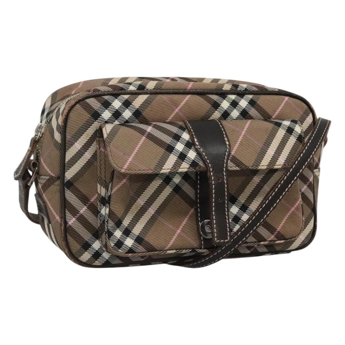 Burberry Blue Label Nova Check Brown Shoulder Bag: Burberry Blue Label Nova Check Brown Shoulder Bag This pre-owned Burberry Nova Check Blue Label shoulder bag features a classic checked canvas design with brown leather accents. The bag shows evident