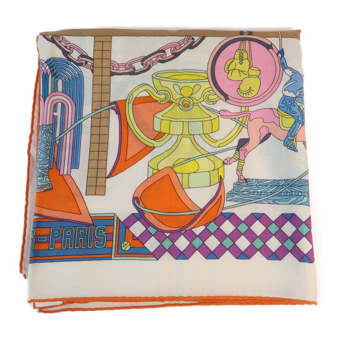HERMES Multicolor Cashmere Scarf Made in France (1 of 12)