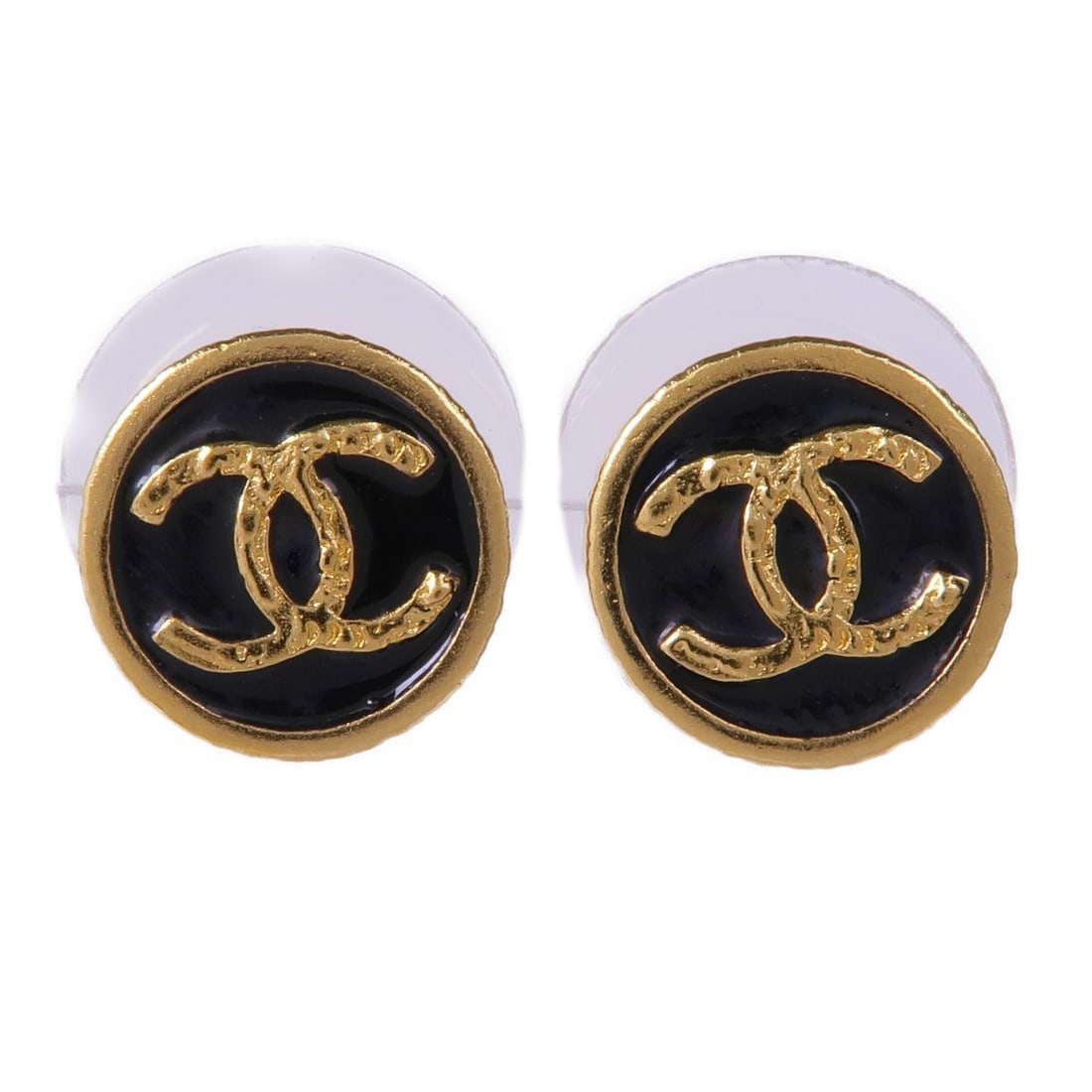 CHANEL Gold Black Metal Pierced Earrings Accessories: CHANEL Gold Black Metal Pierced Earrings Accessories Elevate your accessory game with these stunning CHANEL CC Earrings. Crafted in a chic black metal finish, these pierced earrings are a perfect blen