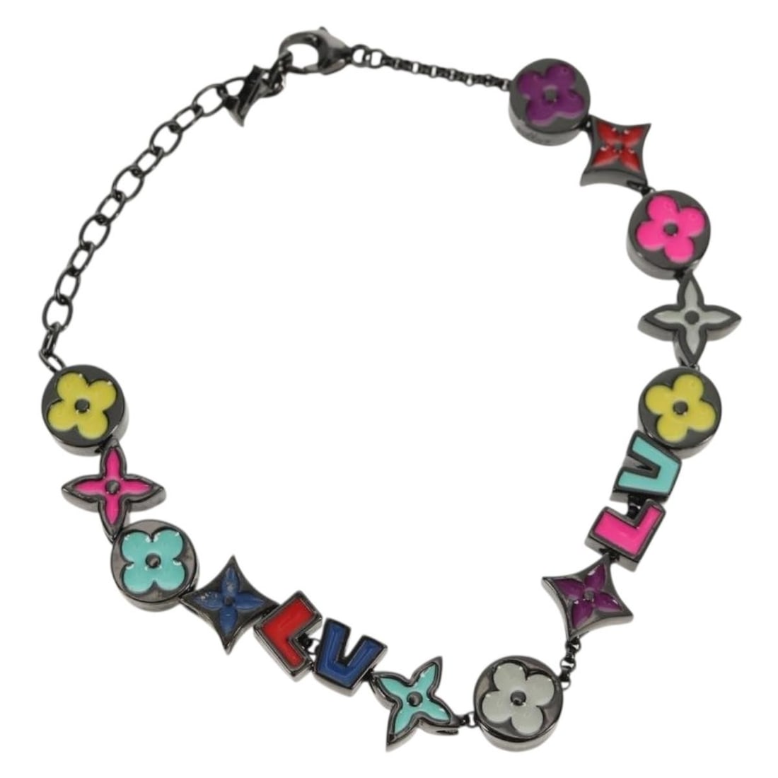 LOUIS VUITTON Monogram Party Bracelet Black Metal M0932A Auth: LOUIS VUITTON Monogram Party Bracelet Black Metal M0932A Auth This elegant LOUIS VUITTON Monogram Party Bracelet showcases a sleek black metal design, perfect for adding a touch of luxury to any outfi