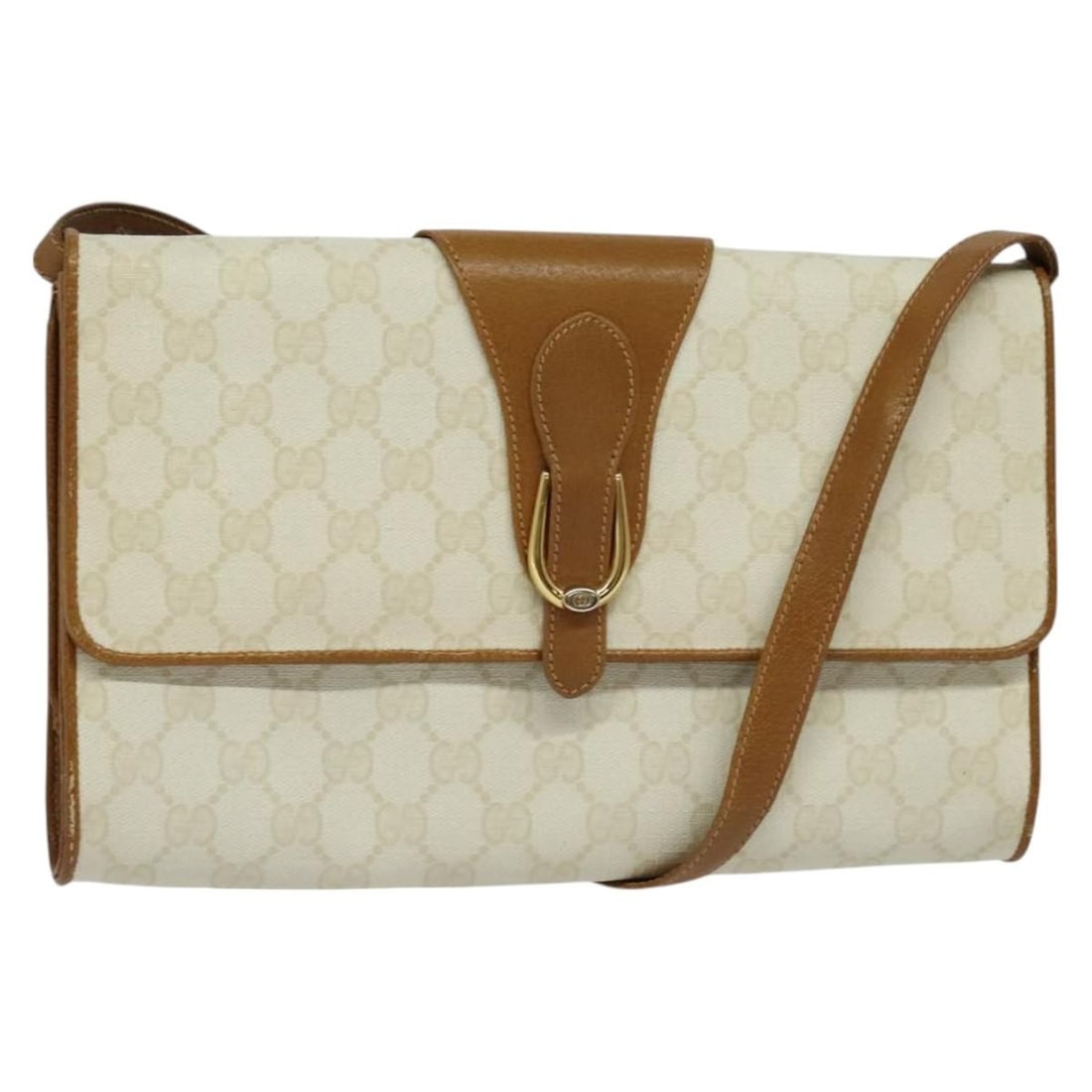 Micro GG Supreme White Shoulder Bag by Gucci: Micro GG Supreme White Shoulder Bag by Gucci This Gucci Micro GG Supreme shoulder bag in white features a monogrammed exterior with leather trim and a shoulder strap. It is designed for female use and