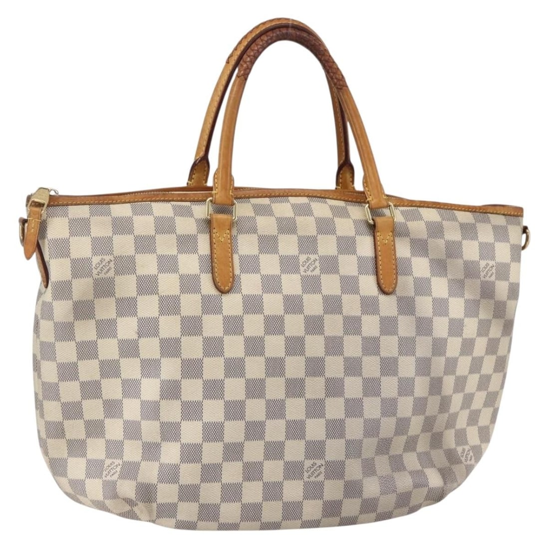 Damier Azur Riviera MM Multicolour Handbag by Louis Vuitton: Damier Azur Riviera MM Multicolour Handbag by Louis Vuitton This pre-owned Louis Vuitton Damier Azur Riviera MM handbag features a multicolour design and is sized for female users. It is in good condi