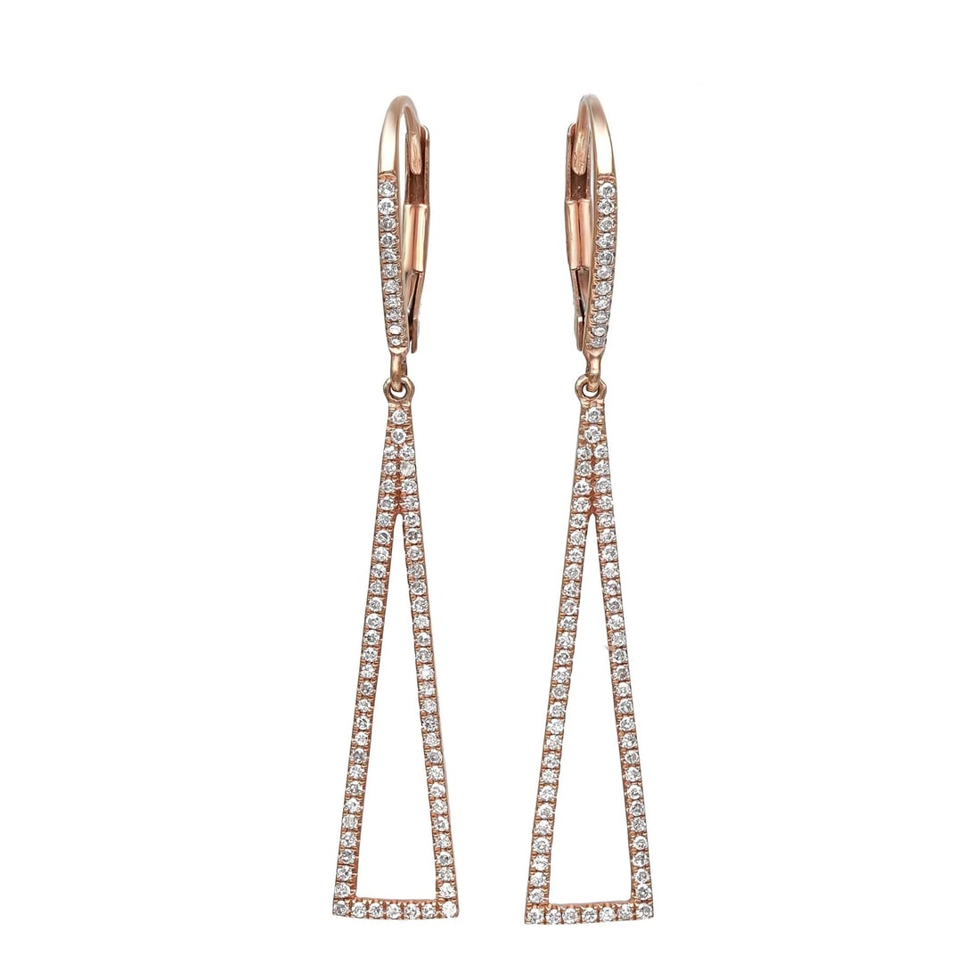 Rachel Koen 18K Rose Gold Round Cut Diamond Drop Earrings 0.34ct (1 of 4)