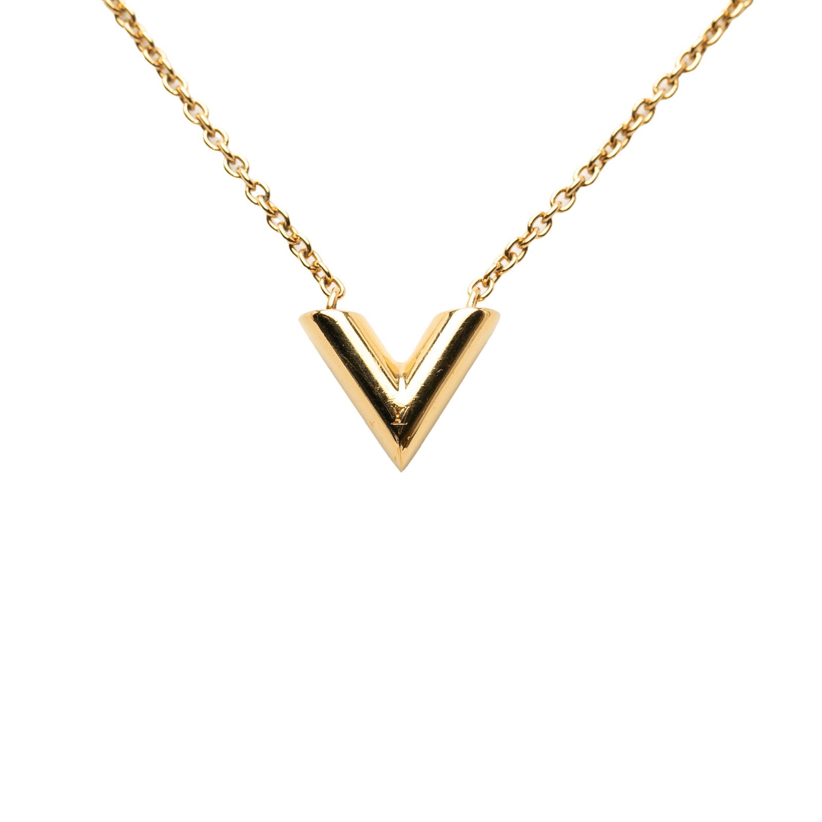 Louis Vuitton Essential V Gold Plated Pendant Necklace (1 of 7)