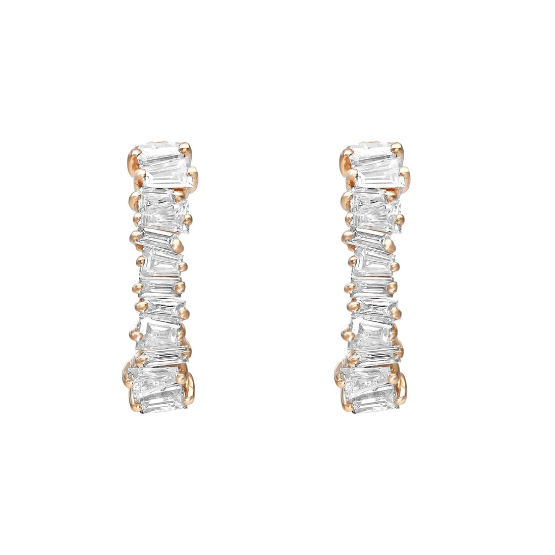 Rachel Koen 0.72CT Baguette Diamond Huggie Earrings in 18K Yellow Gold: Rachel Koen 0.72CT Baguette Diamond Huggie Earrings in 18K Yellow Gold Elevate your jewelry collection with these stunning huggie earrings, crafted in luxurious 18K yellow gold. These earrings feature