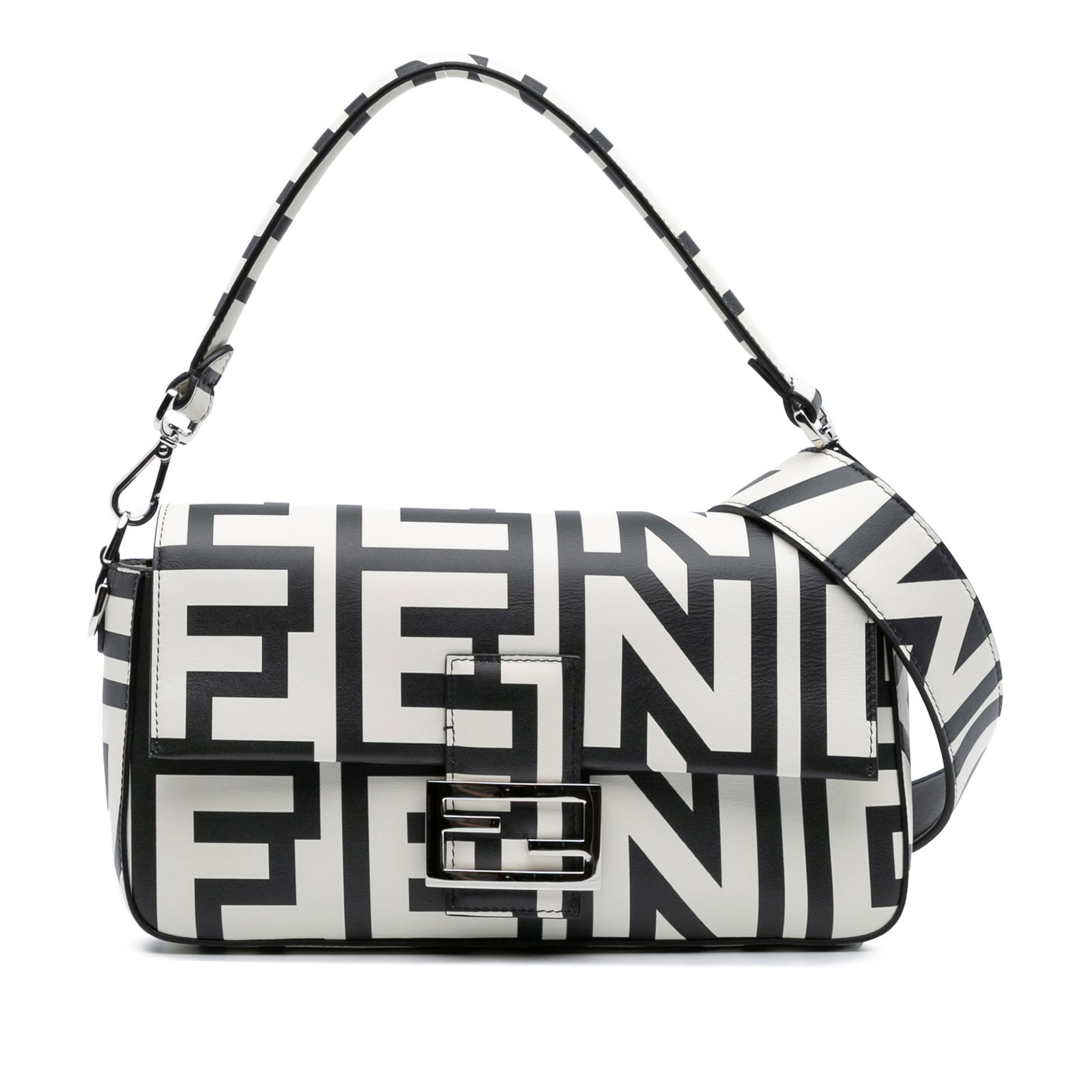 Fendi Marc Jacobs Nappa Vitello Logo Print Baguette Satchel White Leather: Fendi Marc Jacobs Nappa Vitello Logo Print Baguette Satchel White Leather The Fendi Marc Jacobs Nappa Vitello King Logo Print Baguette Satchel is a stylish accessory crafted from high-quality printed