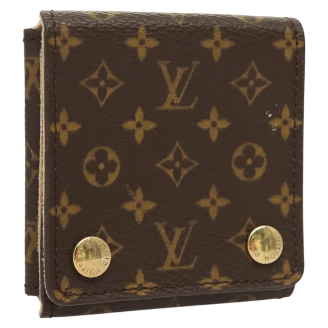 Jewelry Storage Case in Brown by Louis Vuitton: Jewelry Storage Case in Brown by Louis Vuitton This Louis Vuitton brown case jewelry box features a classic design with metal fittings. The exterior shows some rubbing and slight loss of shape, while