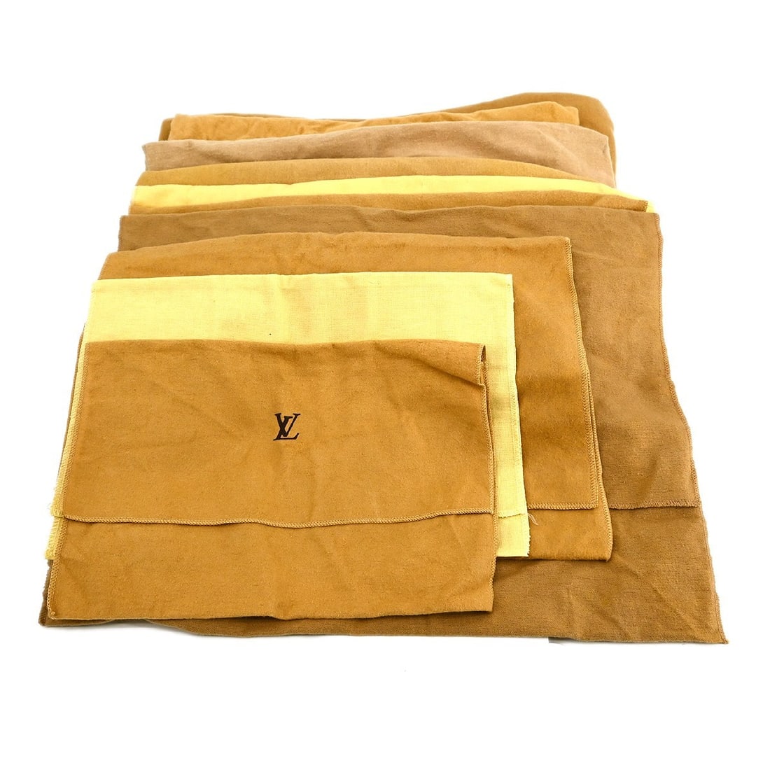 Authentic Louis Vuitton 10 Set Dust Bags Brown 100% Cotton: Authentic Louis Vuitton 10 Set Dust Bags Brown 100% Cotton This set of 10 authentic Louis Vuitton dust bags is crafted from 100% cotton, featuring a classic brown and beige color scheme. Perfect for p