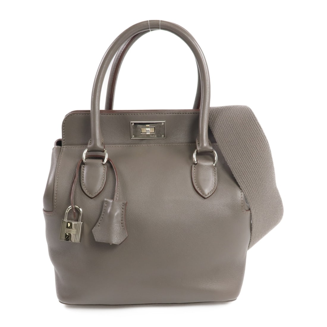 Hermes Toolbox 20 Etain Evercolor Leather Shoulder Handbag with Palladium Hardware (1 of 16)