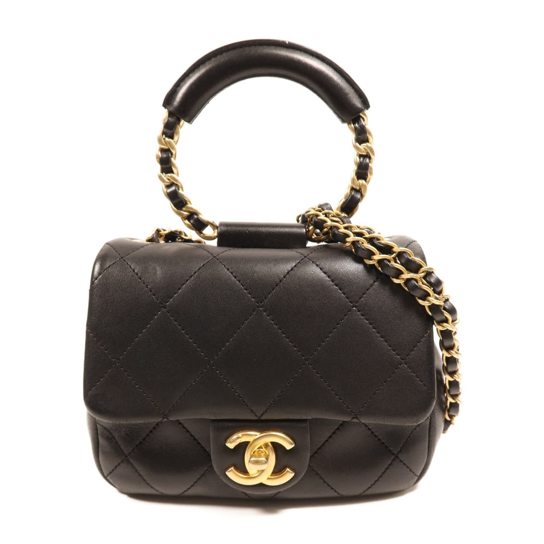 CHANEL Black Lambskin GHW Chain Shoulder Bag France (1 of 15)