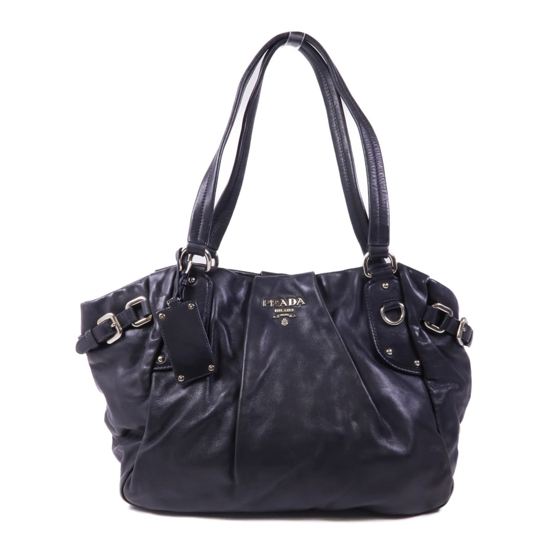 PRADA Black Calfskin Leather Shoulder Bag Elegant Design (1 of 14)