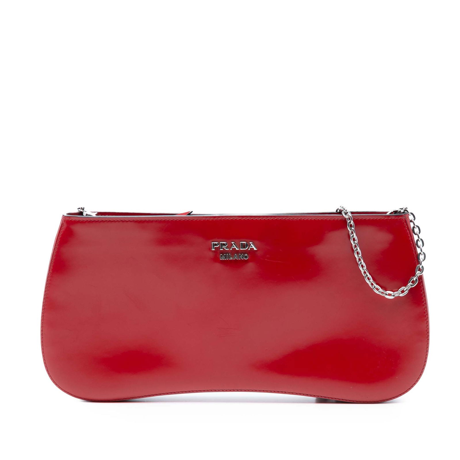 Prada Spazzolato Sidonie Red Chain Crossbody Bag: Prada Spazzolato Sidonie Red Chain Crossbody Bag Elevate your accessory collection with this stunning Prada Spazzolato Sidonie Chain Crossbody bag. Crafted from luxurious spazzolato leather, this styl