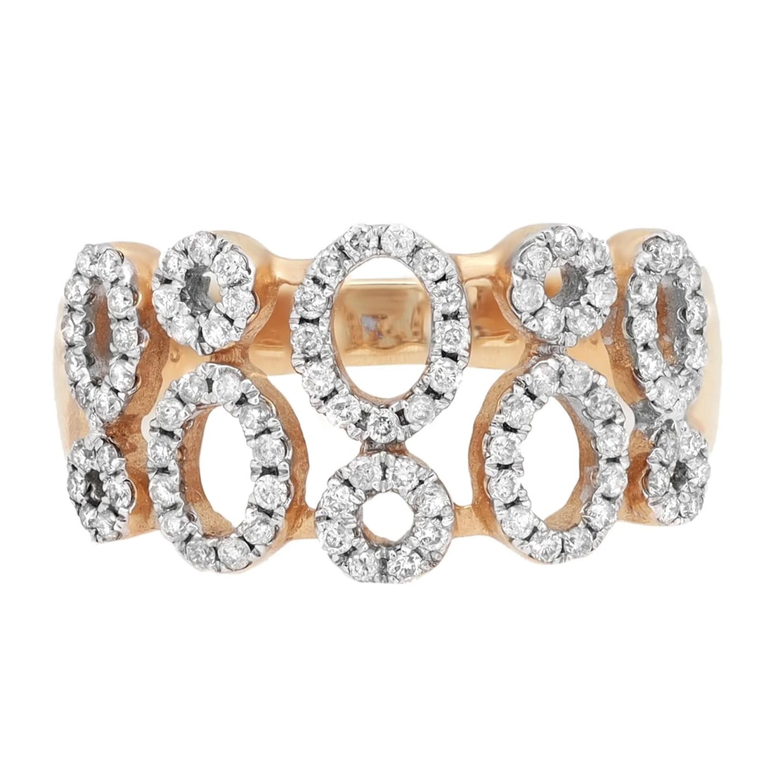 Rachel Koen 0.52ct Round Diamond Fancy Band Ring 14K Yellow Gold Adjustable Size 7.5 (1 of 5)