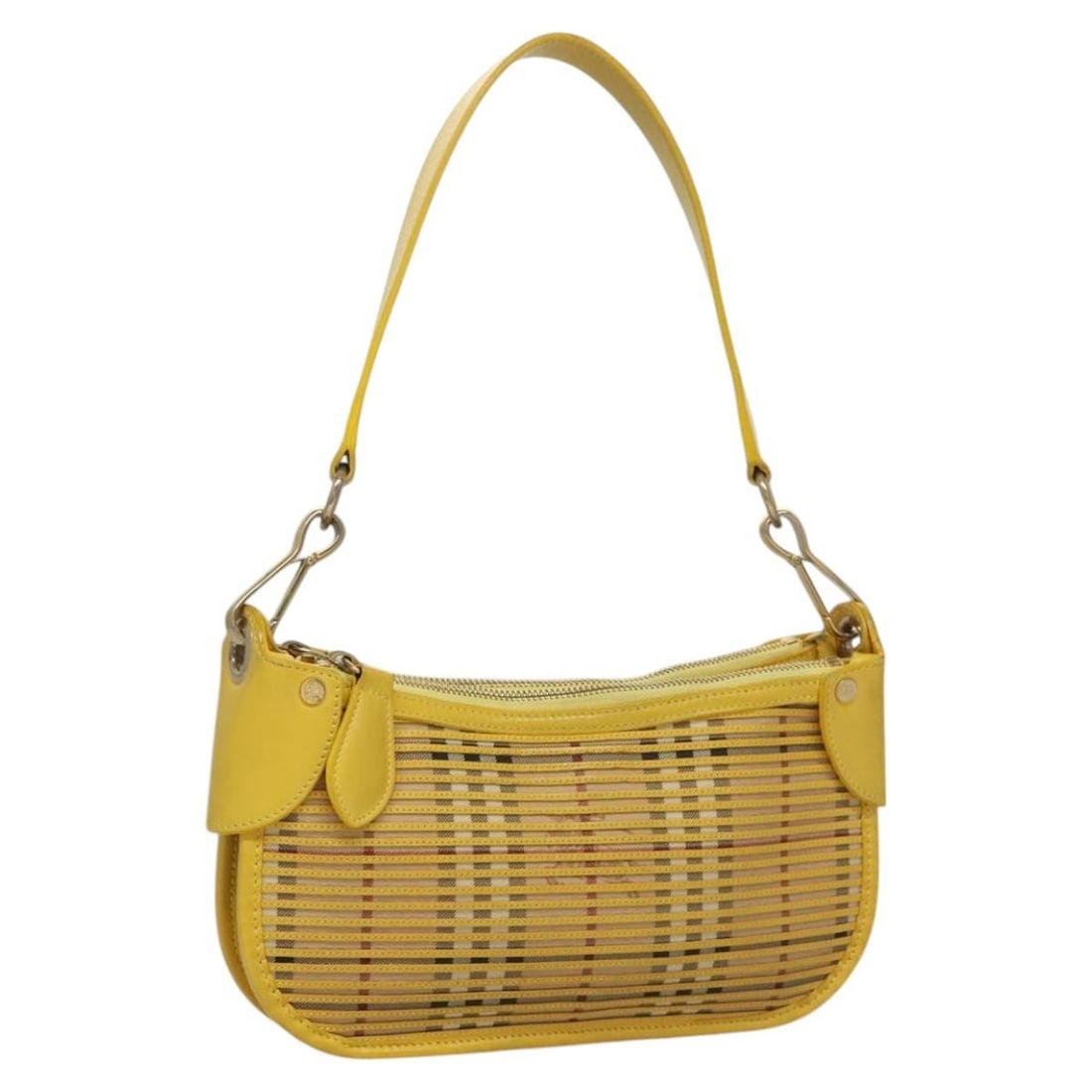 Burberry Nova Check Yellow Leather Shoulder Bag Auth Italy: Burberry Nova Check Yellow Leather Shoulder Bag Auth Italy This Burberry Nova Check Shoulder Bag exudes elegance with its vibrant yellow leather exterior. Designed for style and functionality, this sh