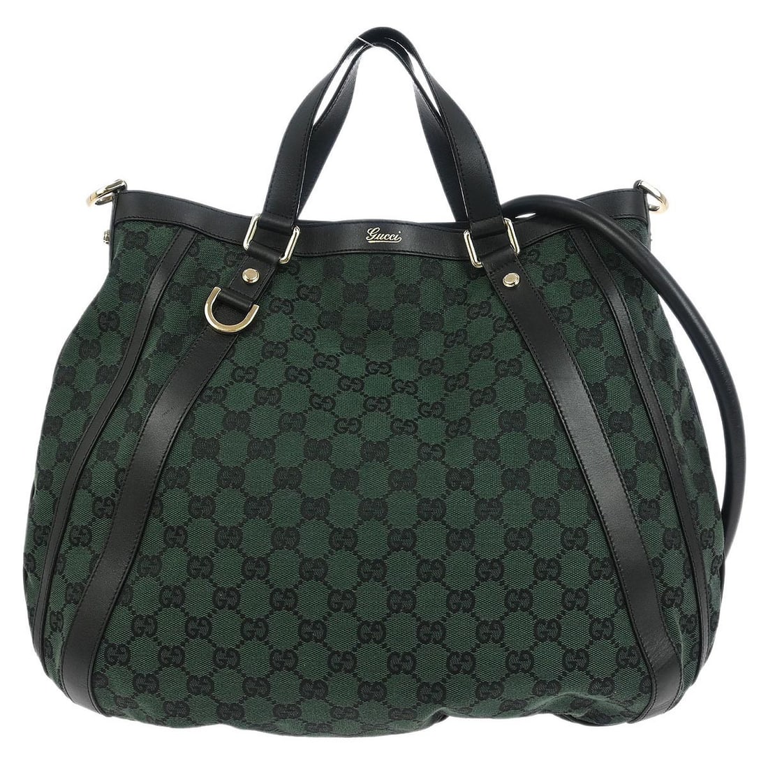 Large Green Gucci GG Canvas and Leather 2way Hobo Bag 272393 498879 (1 of 10)