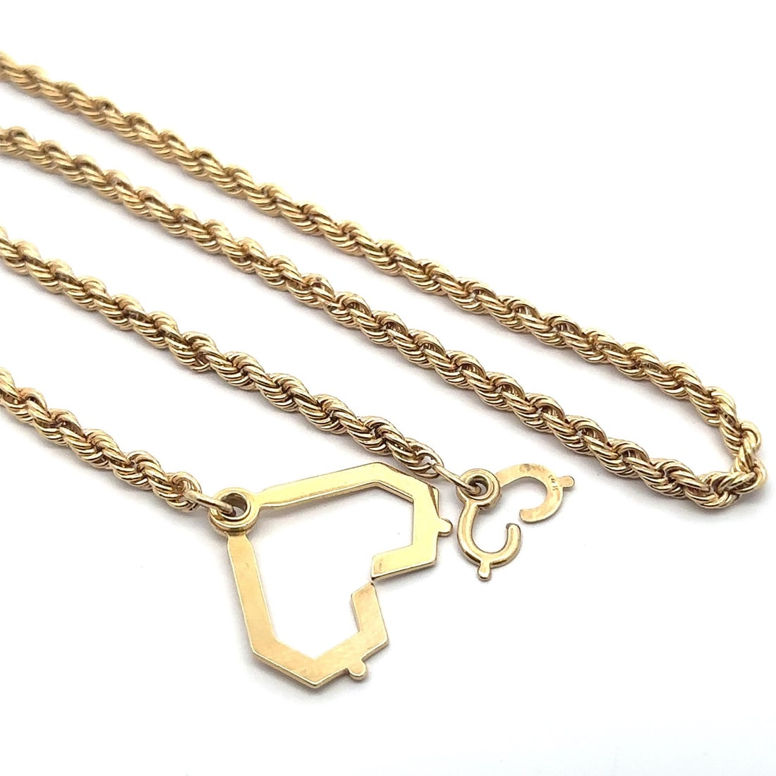 Vintage 21 Inch Yellow Gold Rope Link Pocket Watch Chain with Sister Hook Clasps (1 of 4)