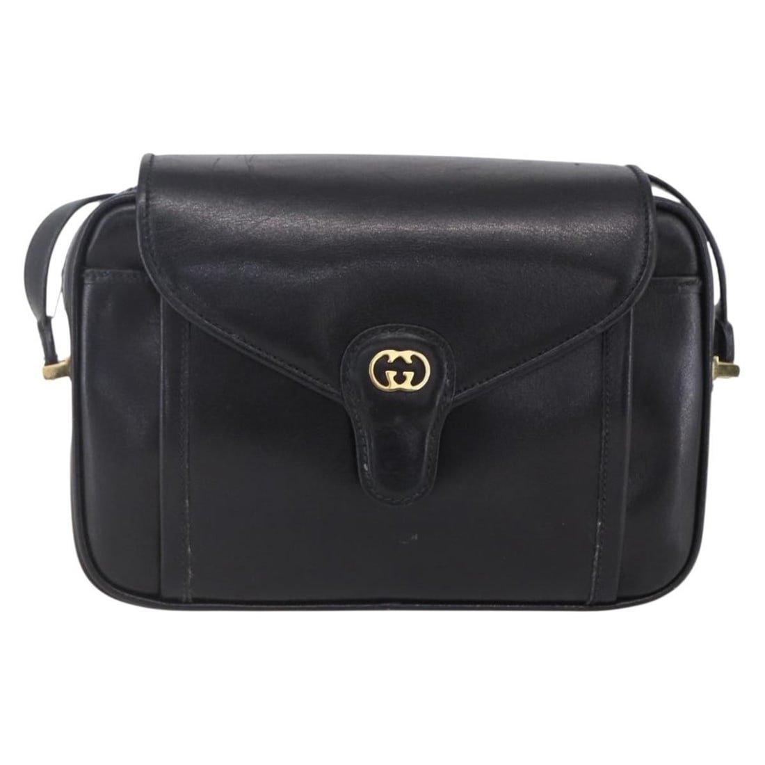 Pre-Owned Gucci Black Shoulder Bag with Adjustable Strap: Pre-Owned Gucci Black Shoulder Bag with Adjustable Strap This pre-owned Gucci vintage shoulder bag is crafted in black and designed for women. It features a shoulder strap with additional holes and me