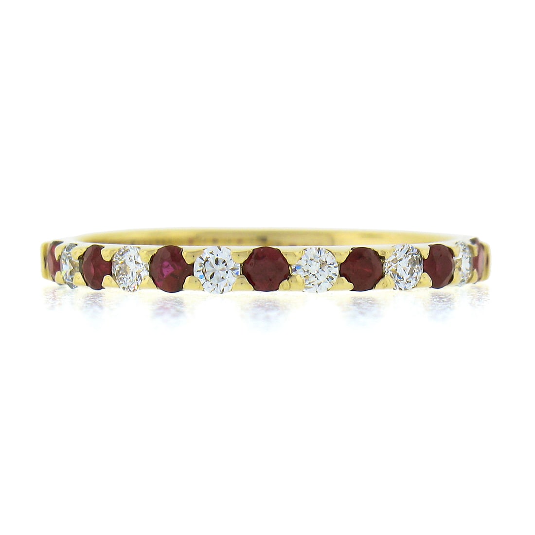 14K Yellow Gold Ruby Diamond Stackable Band Ring 0.53ct - 4