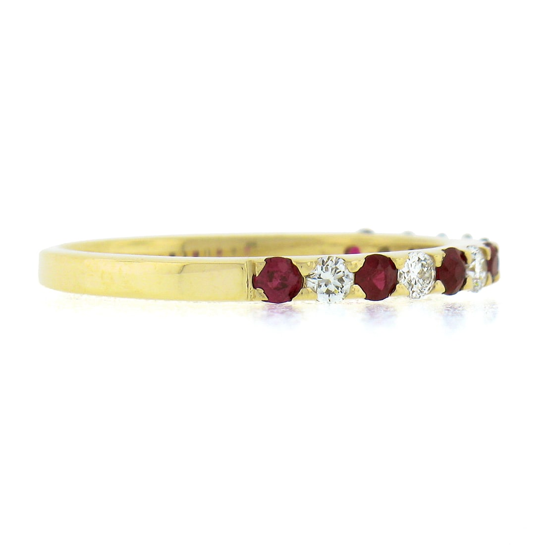 14K Yellow Gold Ruby Diamond Stackable Band Ring 0.53ct - 5