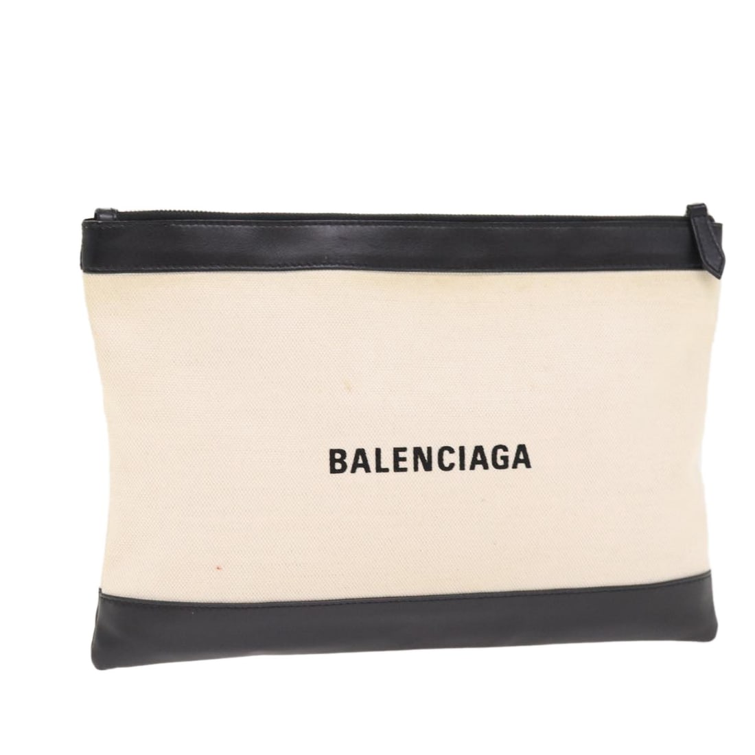 Beige Balenciaga Navy Collection Zip Clutch Pouch for Women: Beige Balenciaga Navy Collection Zip Clutch Pouch for Women This Balenciaga Navy Zip Pouch in beige is designed for female use and features a clutch and pouch style. The exterior shows surface rubbing
