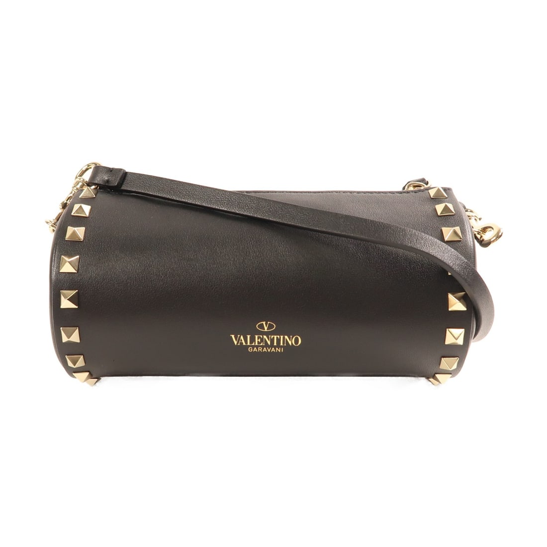 Valentino Black Calfskin Leather Shoulder Bag with Gold Tone Hardware (1 of 17)