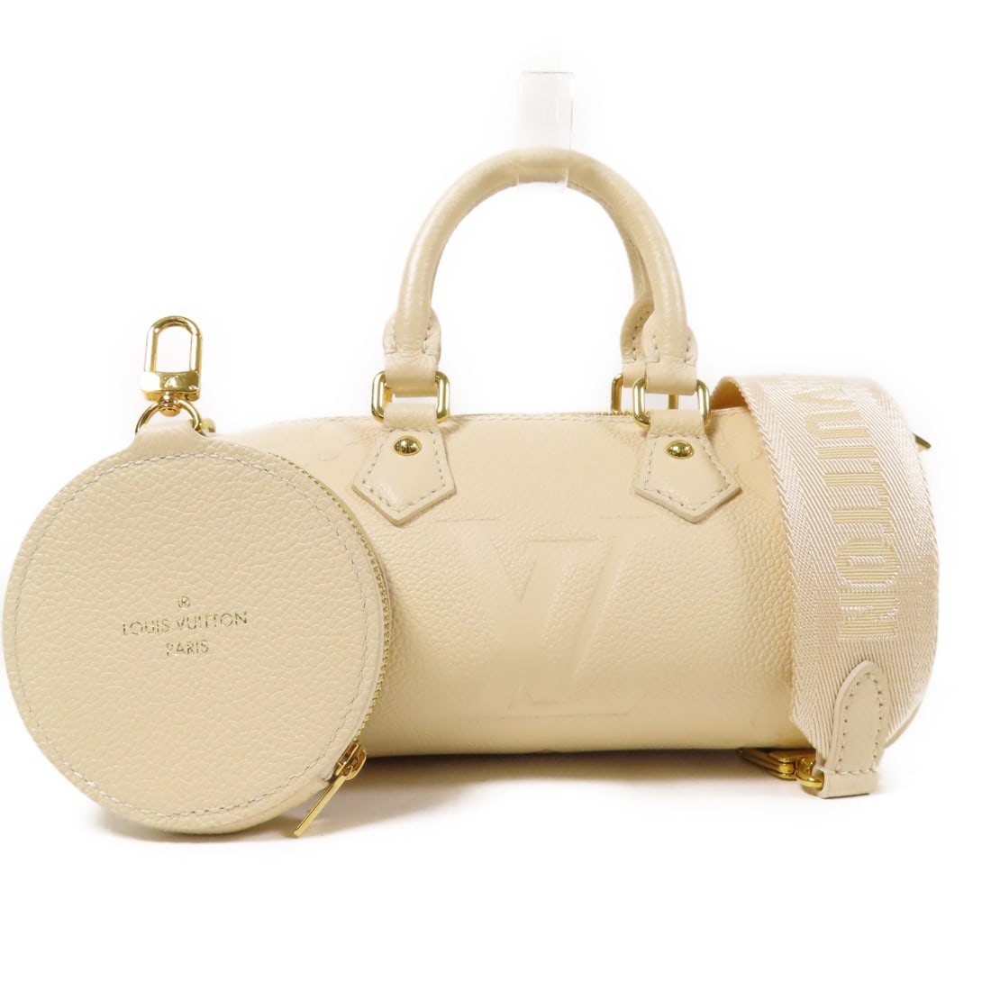 Louis Vuitton Papillon BB 2way Shoulder Bag Beige Calfskin GHW M45994: Louis Vuitton Papillon BB 2way Shoulder Bag Beige Calfskin GHW M45994 This exquisite Louis Vuitton Papillon BB 2way Shoulder Bag showcases a luxurious design crafted from premium calfskin (cowhide) in