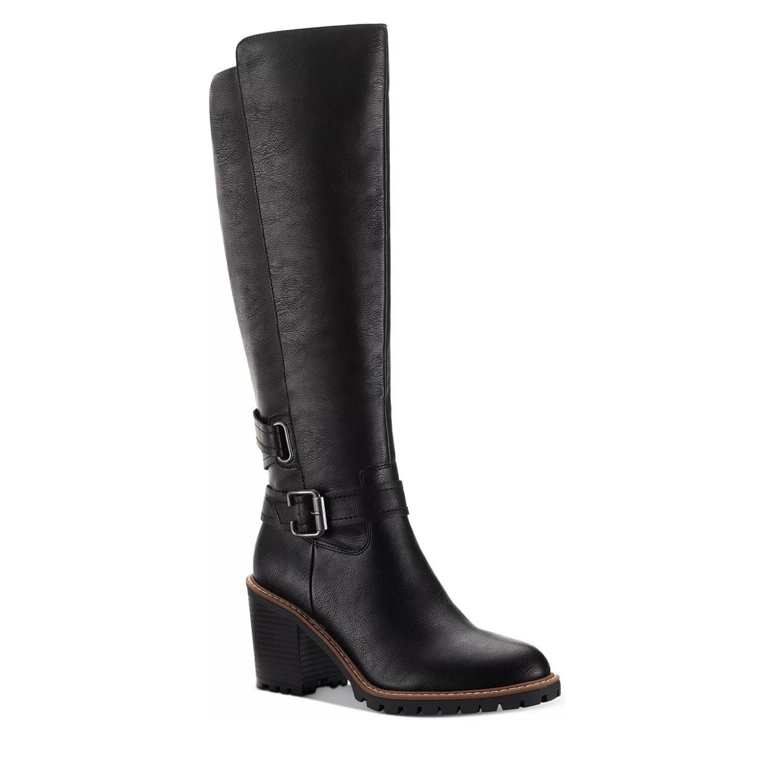 SUN + STONE Viviaan Block Heel Knee High Boots Black 9M (1 of 5)