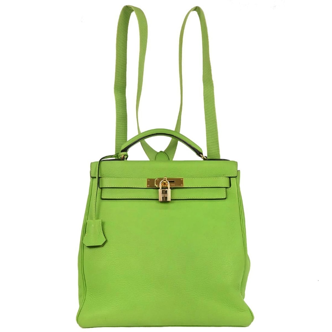 Hermes Kelly A Dos GM Green Apple Leather Backpack: Hermes Kelly A Dos GM Green Apple Leather Backpack Introducing the exquisite Hermes Kelly A Dos GM Backpack, crafted from premium green Togo leather. This stylish backpack combines functionality with