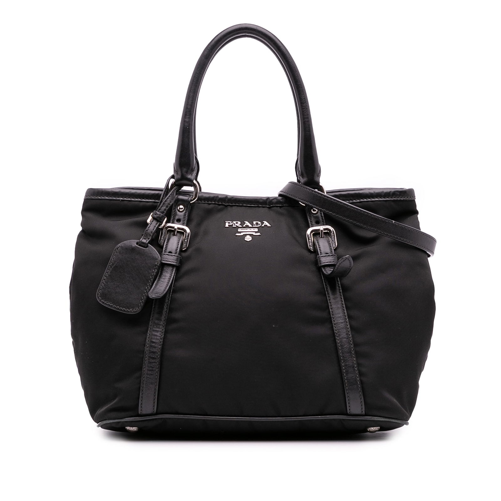 Prada Vitello Trimmed Tessuto Satchel Black Fabric Italy: Prada Vitello Trimmed Tessuto Satchel Black Fabric Italy The Prada Vitello Trimmed Tessuto Satchel is a stylish and practical accessory crafted from durable nylon with elegant leather trim. It feature