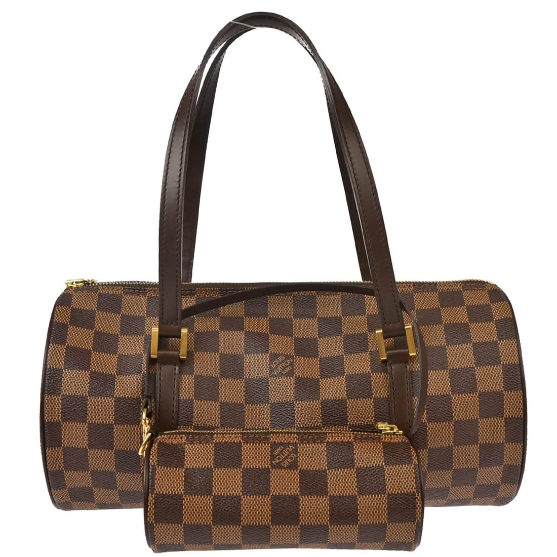 Louis Vuitton Papillon 30 Handbag Damier Canvas Leather Brown: Louis Vuitton Papillon 30 Handbag Damier Canvas Leather Brown Introducing the Louis Vuitton Damier Papillon 30 Handbag, a stylish accessory in a classic check pattern. This medium-sized handbag is cra