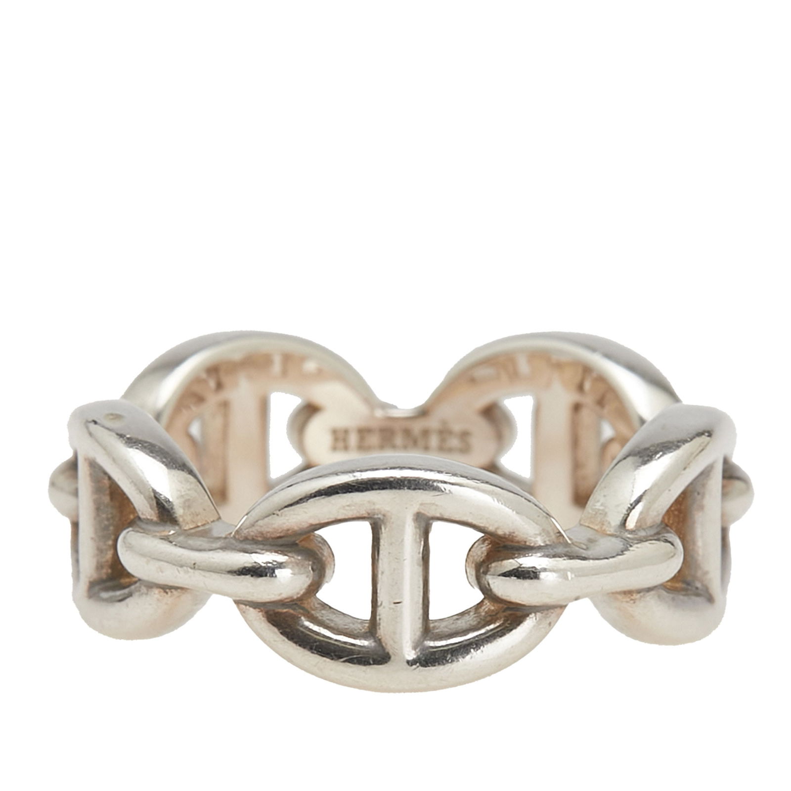 Hermes Sterling Silver Chaine d'Ancre Enchainee Ring Size 5.50 (1 of 10)