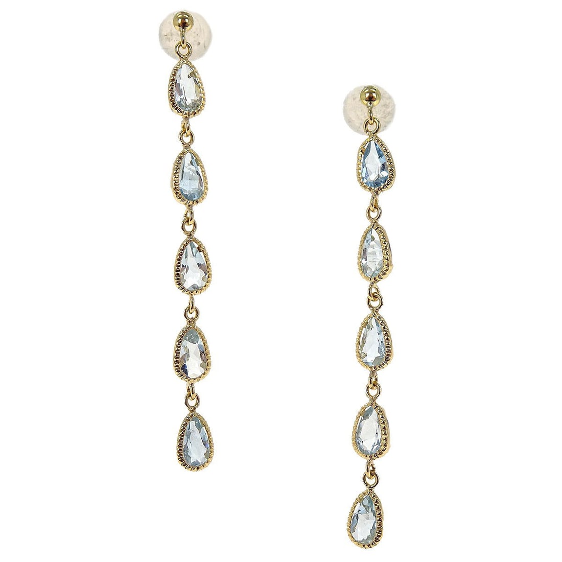 18K Gold Earrings with Blue Topaz Stones: 18K Gold Earrings with Blue Topaz Stones These pierced earrings feature a classic design crafted in 18K gold and set with blue topaz stones. They offer a stylish choice for those seeking elegant gold