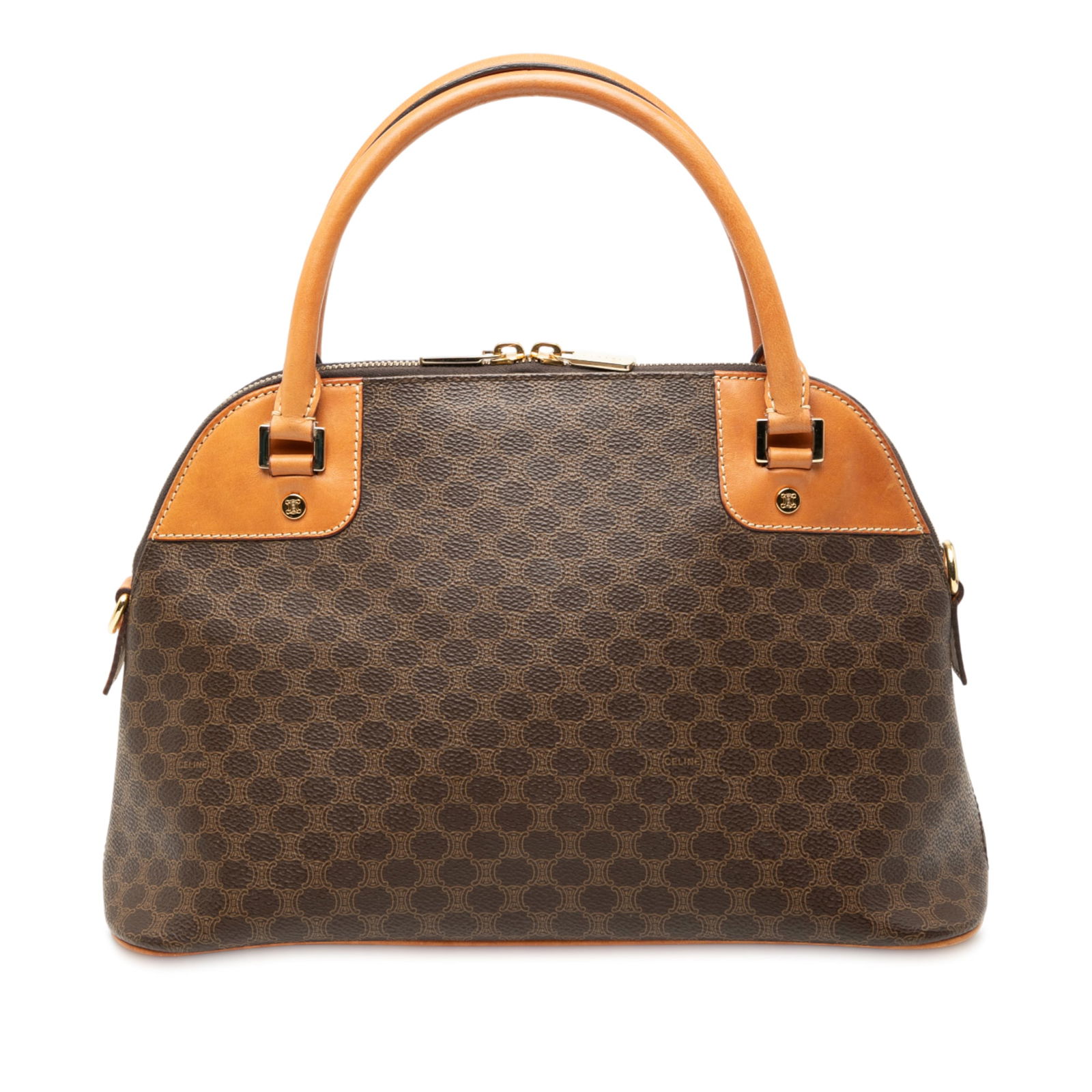 Celine Macadam Brown Coated Canvas Dome Satchel with Leather Trim (1 of 7)