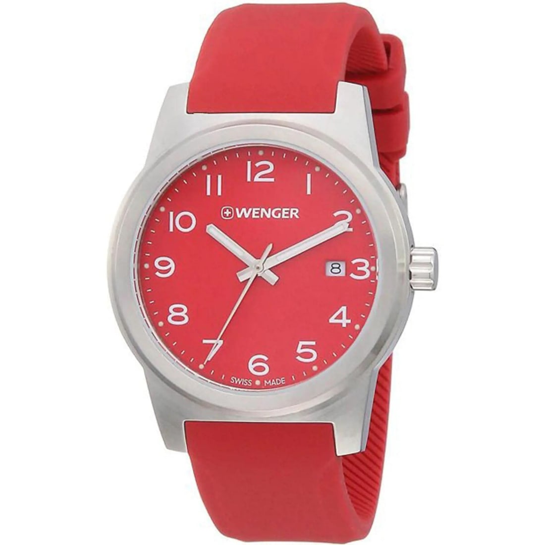 Wenger Field Quartz Watch 41mm Red Dial Stainless Steel Men's 01.0441.142 Sports Style (1 of 6)