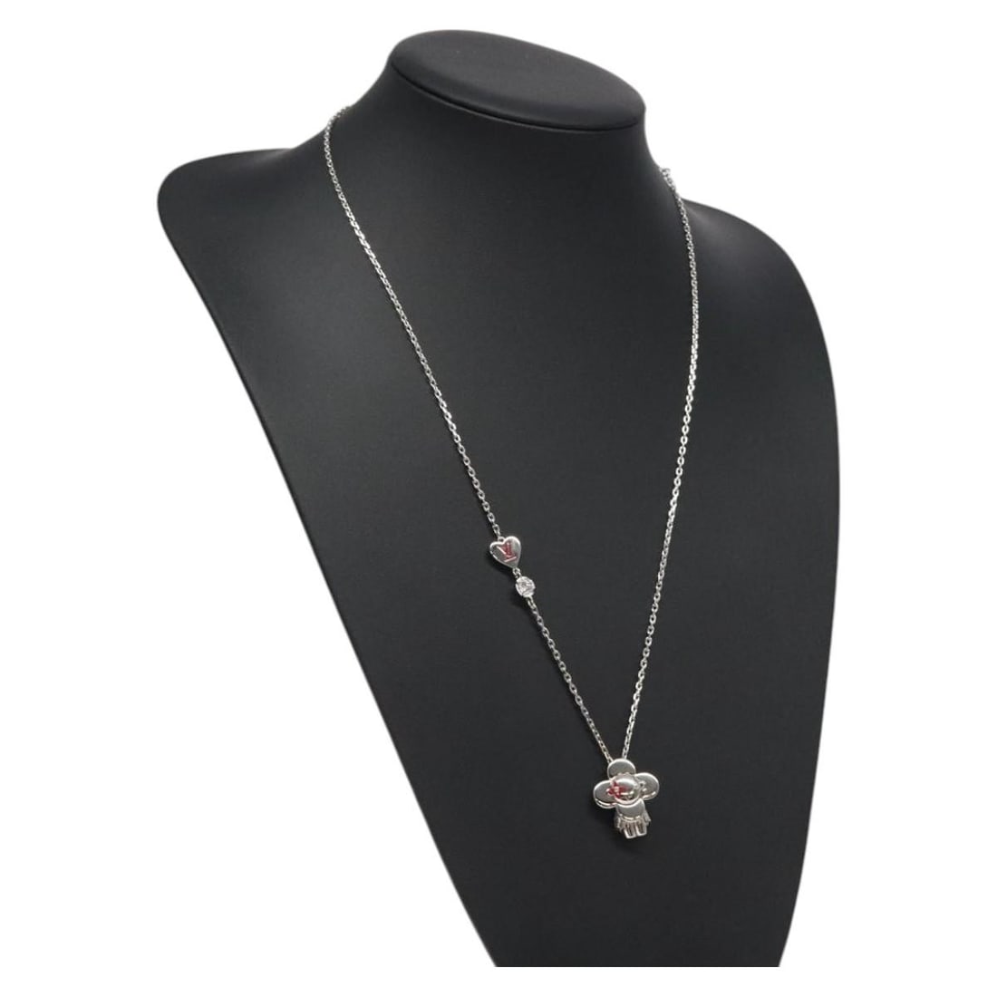 Louis Vuitton Vivienne Silver Metal Pendant Necklace M00831 Auth Italy (1 of 17)