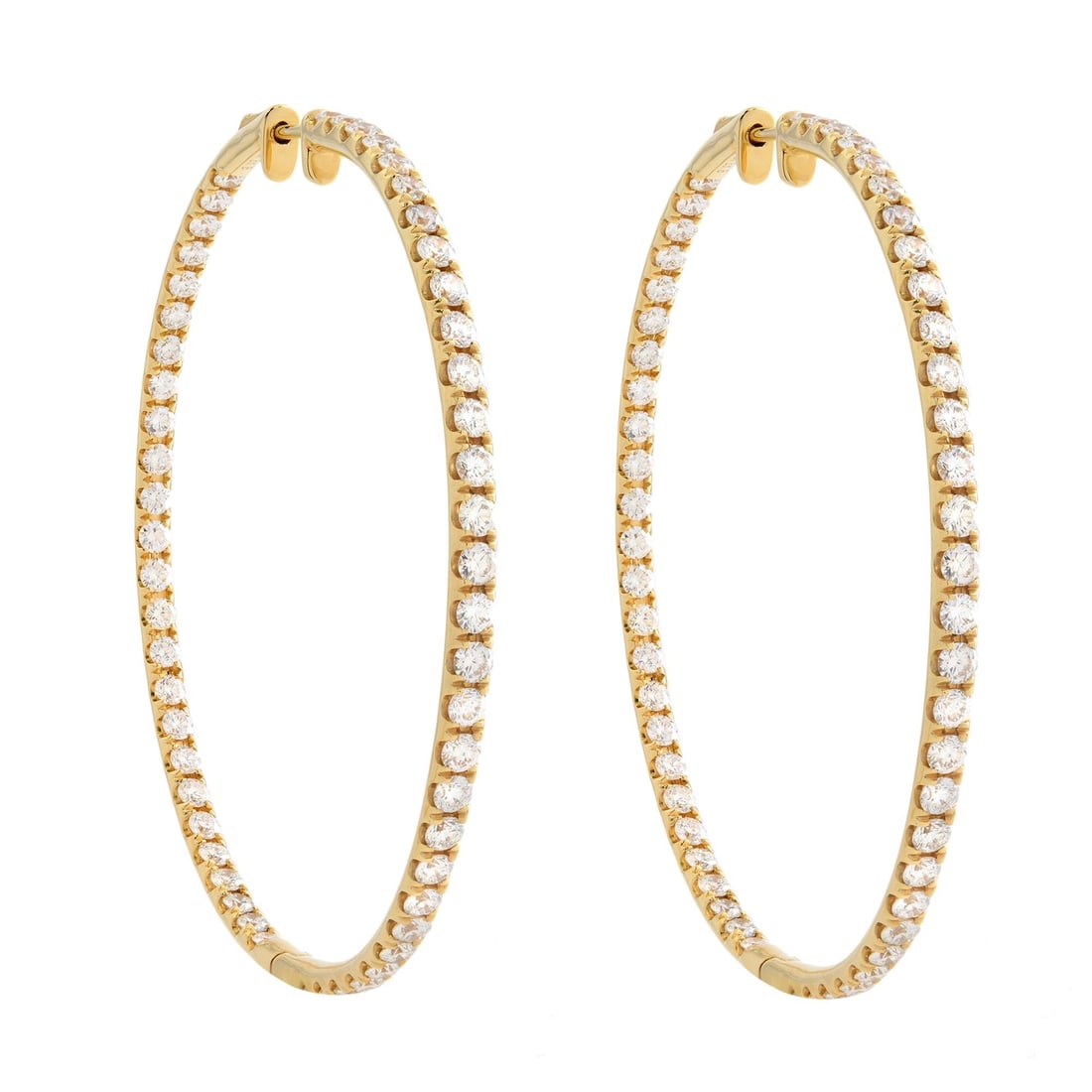 Rachel Koen 14K Yellow Gold 1.75Cttw Inside Out Diamond Hoop Earrings (1 of 4)