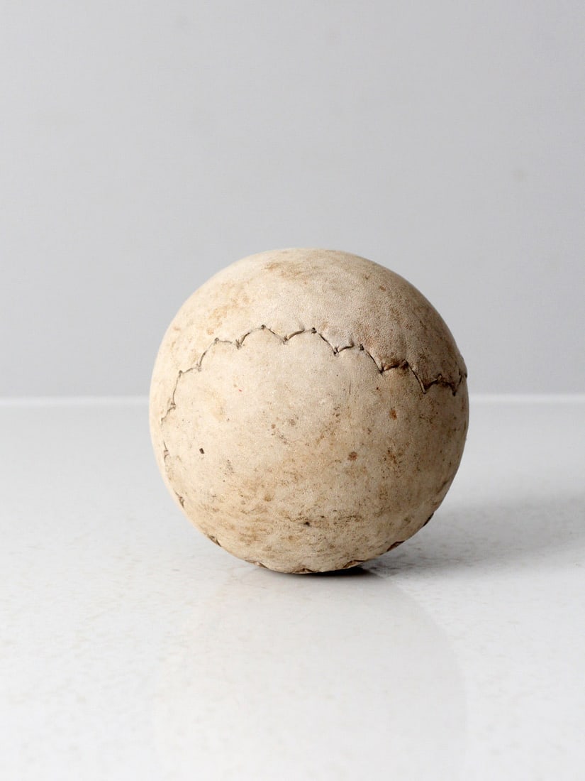 Vintage Hand-Stitched Leather Antique Softball 15.875 Inch (1 of 8)