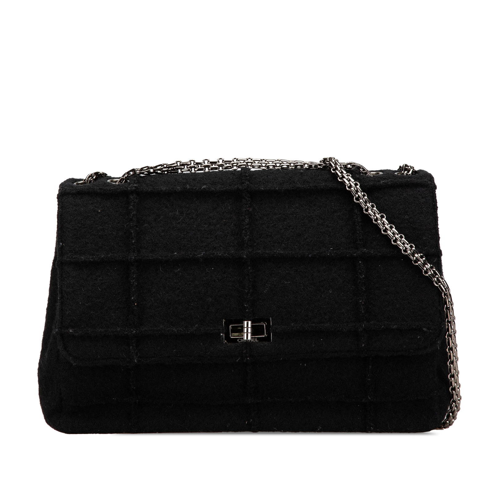 Chanel Jumbo Reissue 2.55 Black Wool Felt Flap Bag (1 of 13)