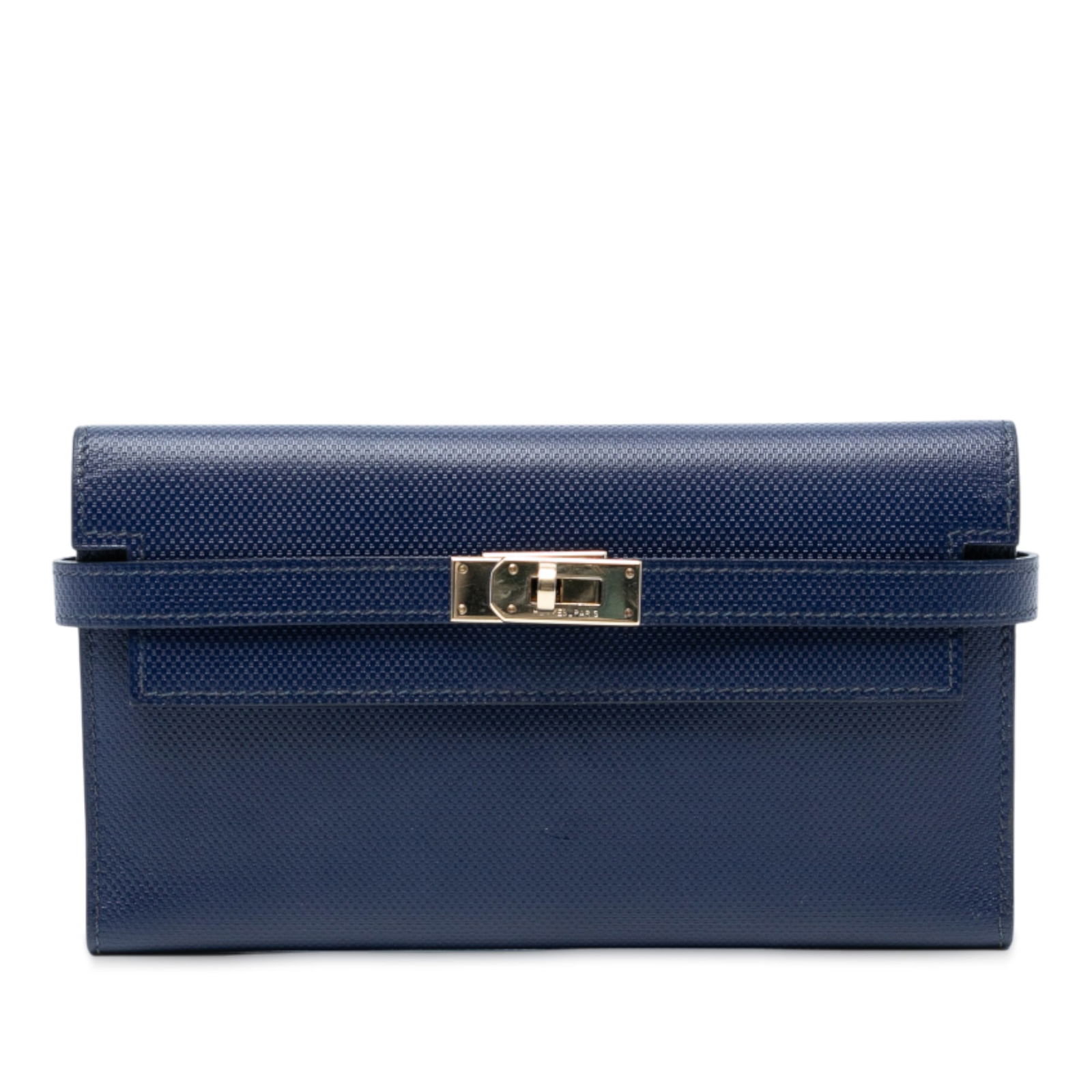 Hermes Grain d'H Leather Kelly Longue Wallet Blue (1 of 6)