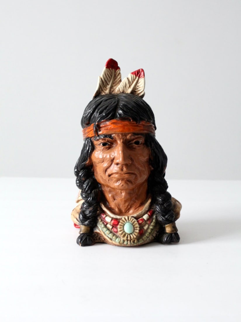 1966 Universal Statuary Native American Bust in Plaster (1 of 11)