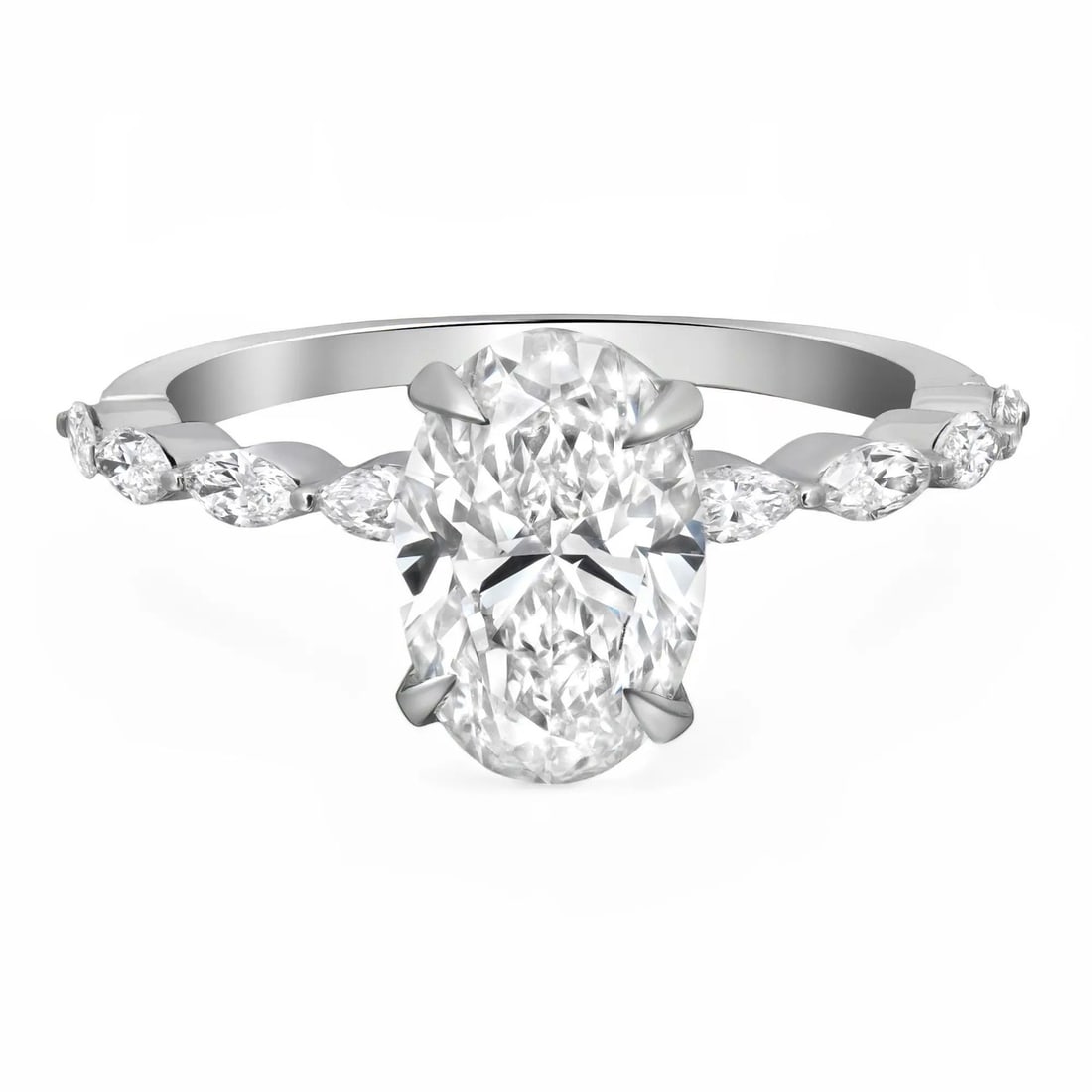 Rachel Koen 14K White Gold Lab Grown Diamond Engagement Ring 2.00Ctw Oval IGI Certified: Rachel Koen 14K White Gold Lab Grown Diamond Engagement Ring 2.00Ctw Oval IGI Certified This exquisite engagement ring features a stunning IGI certified oval cut lab grown diamond at its center, weigh