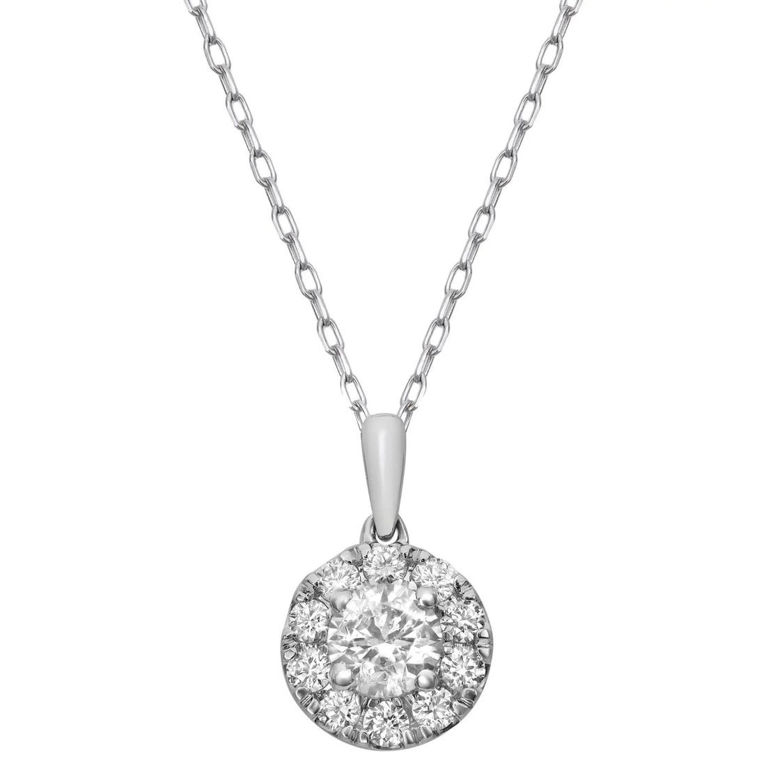 Rachel Koen 0.75ct Round Diamond Pendant Necklace 14K White Gold (1 of 6)